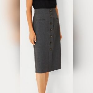 Ann Taylor Nwt Elegant Gray Button-Down Skirt Size 4